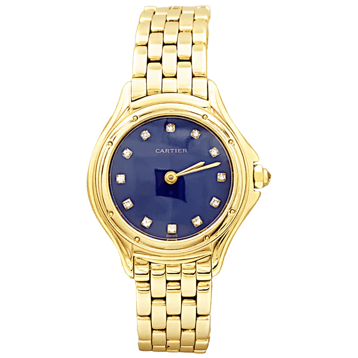 Montre CARTIER "Panthère Cougar" en or jaune, émail et diamants