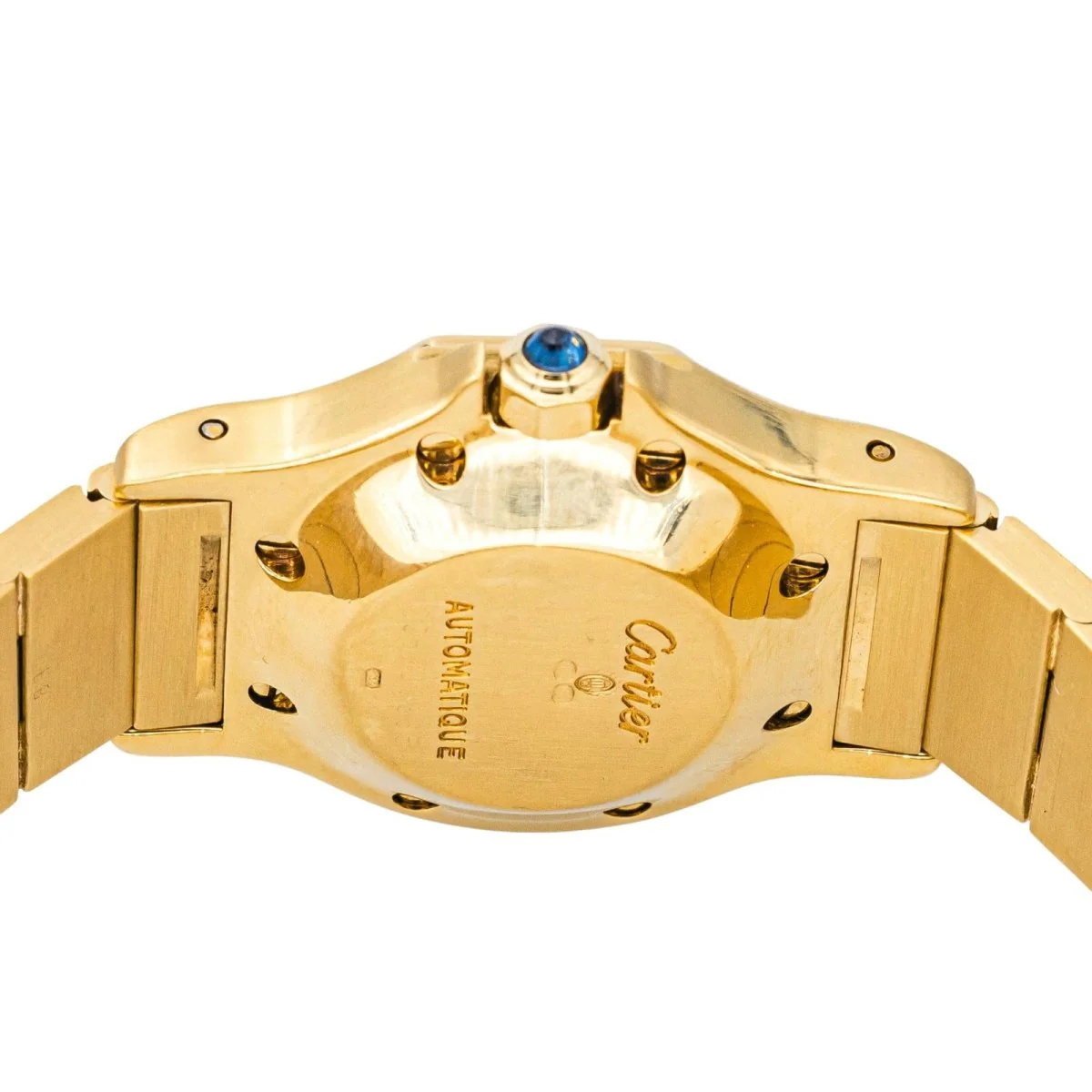 Montre CARTIER "Santos Octogonale" en or jaune et saphir – Image 4
