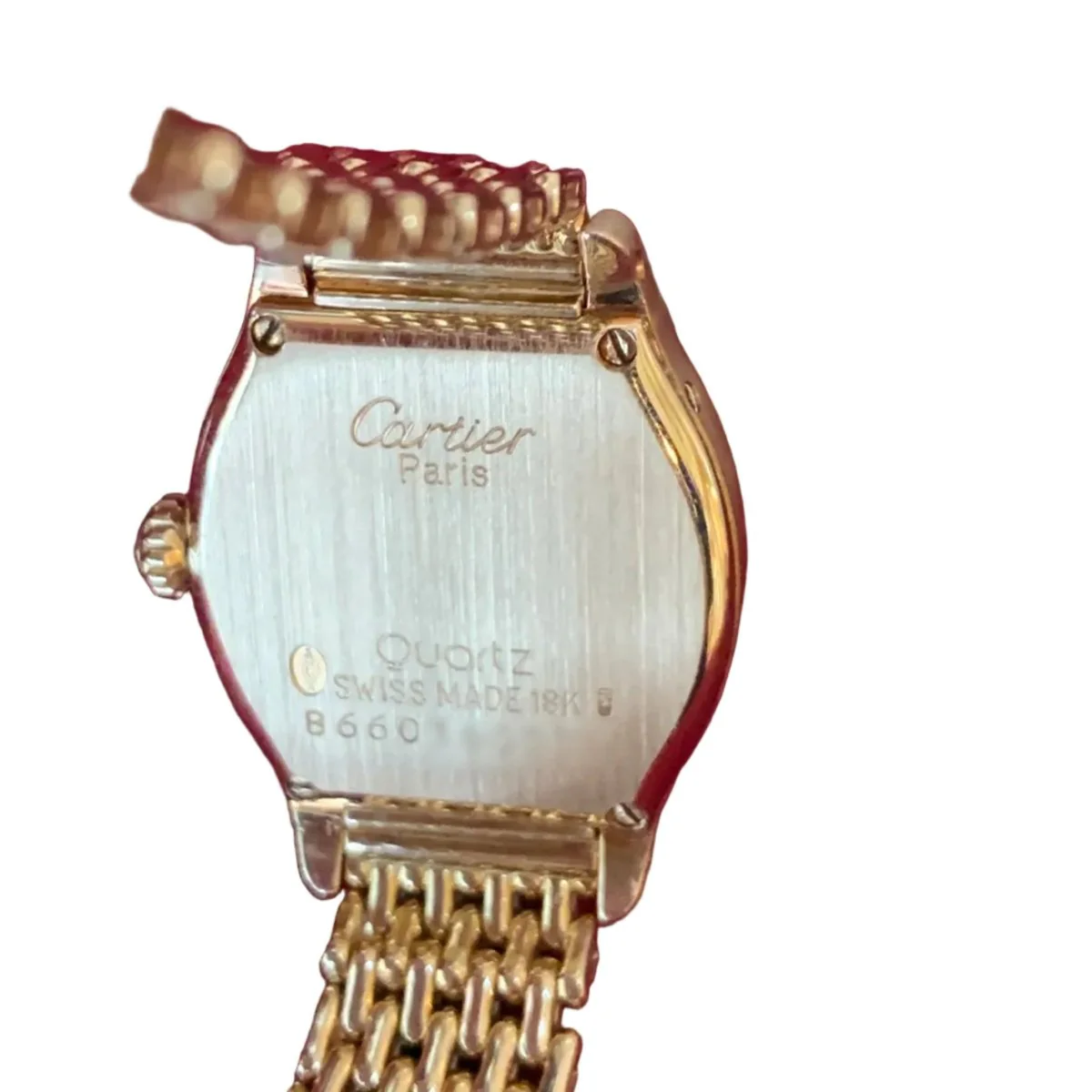 Montre CARTIER Tortue en or jaune, acier et diamants .....