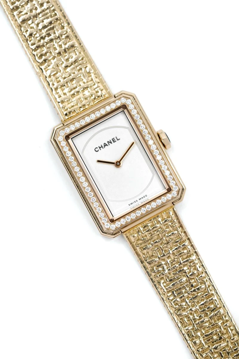 Montre CHANEL "Boy·Friend Tweed" en or jaune et diamants – Image 4