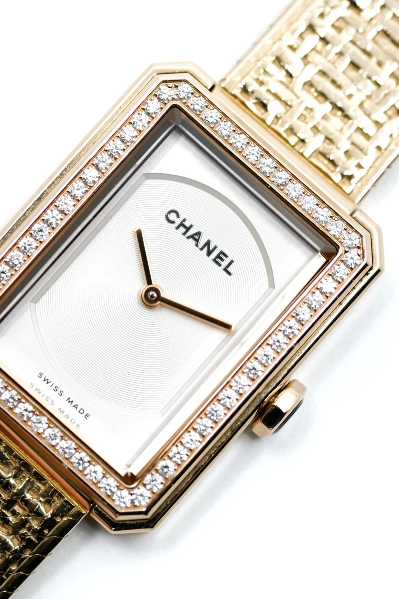 Montre CHANEL "Boy·Friend Tweed" en or jaune et diamants – Image 6