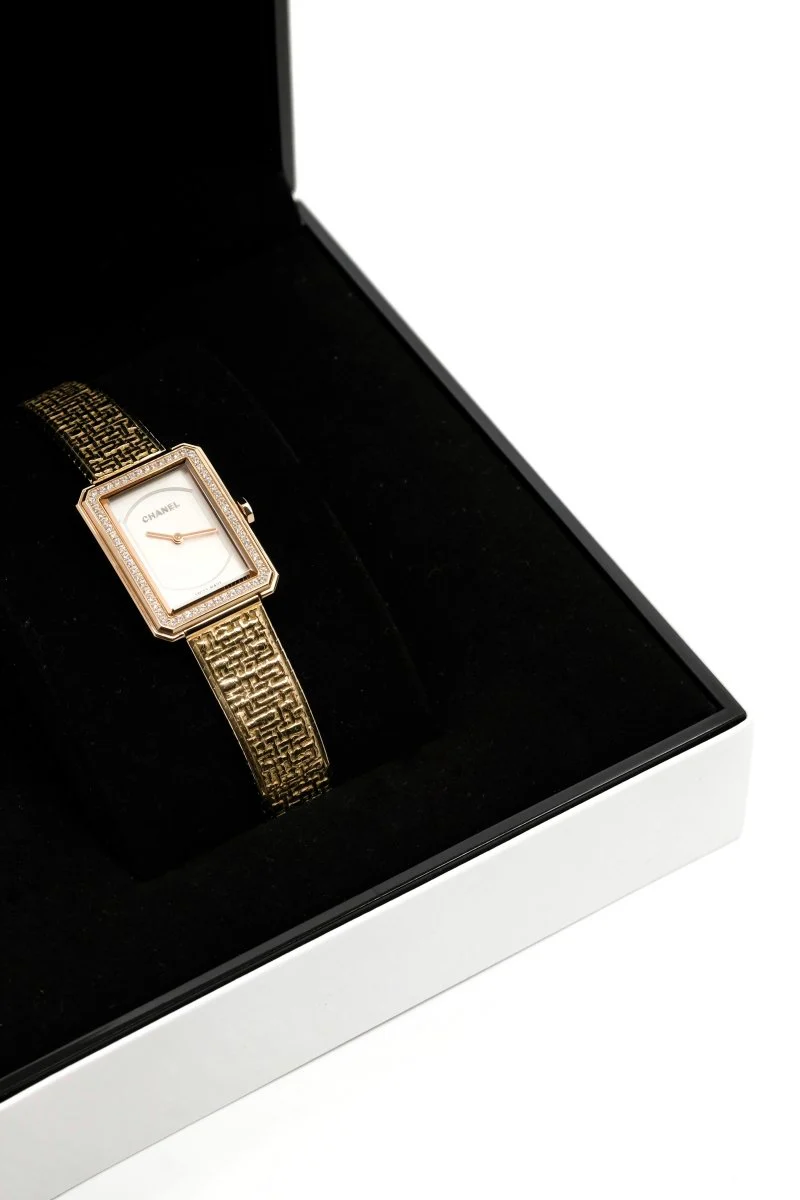 Montre CHANEL "Boy·Friend Tweed" en or jaune et diamants – Image 11