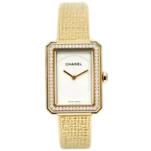 Montre CHANEL Boy·Friend Tweed en or jaune et diamants