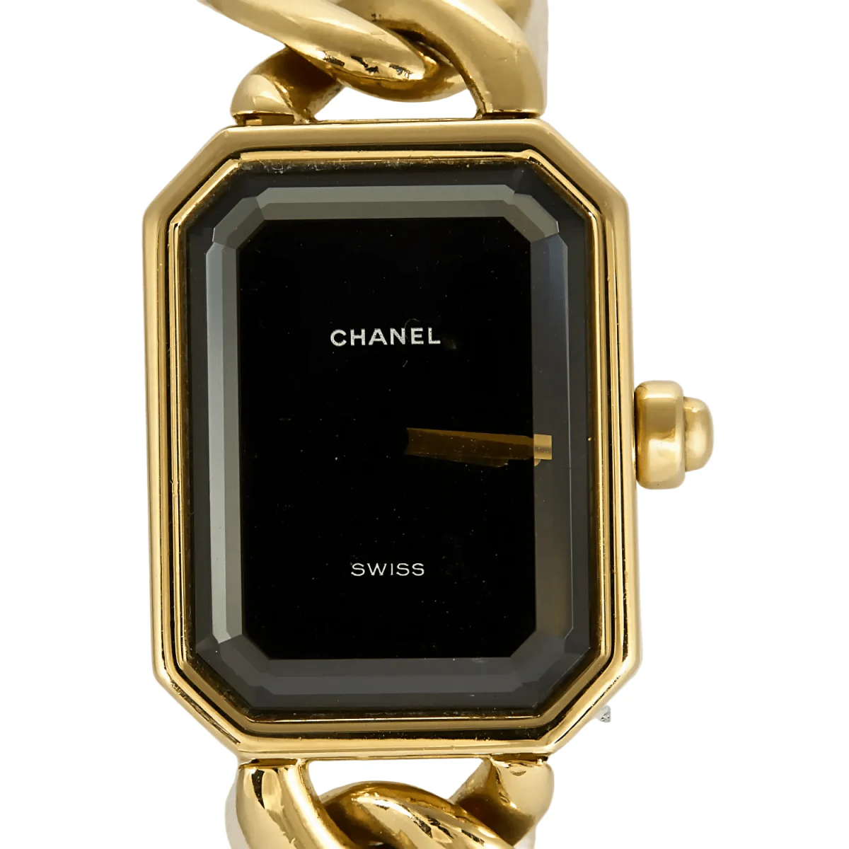 Montre CHANEL "Première" en or jaune, acier, onyx, laqué et quartz