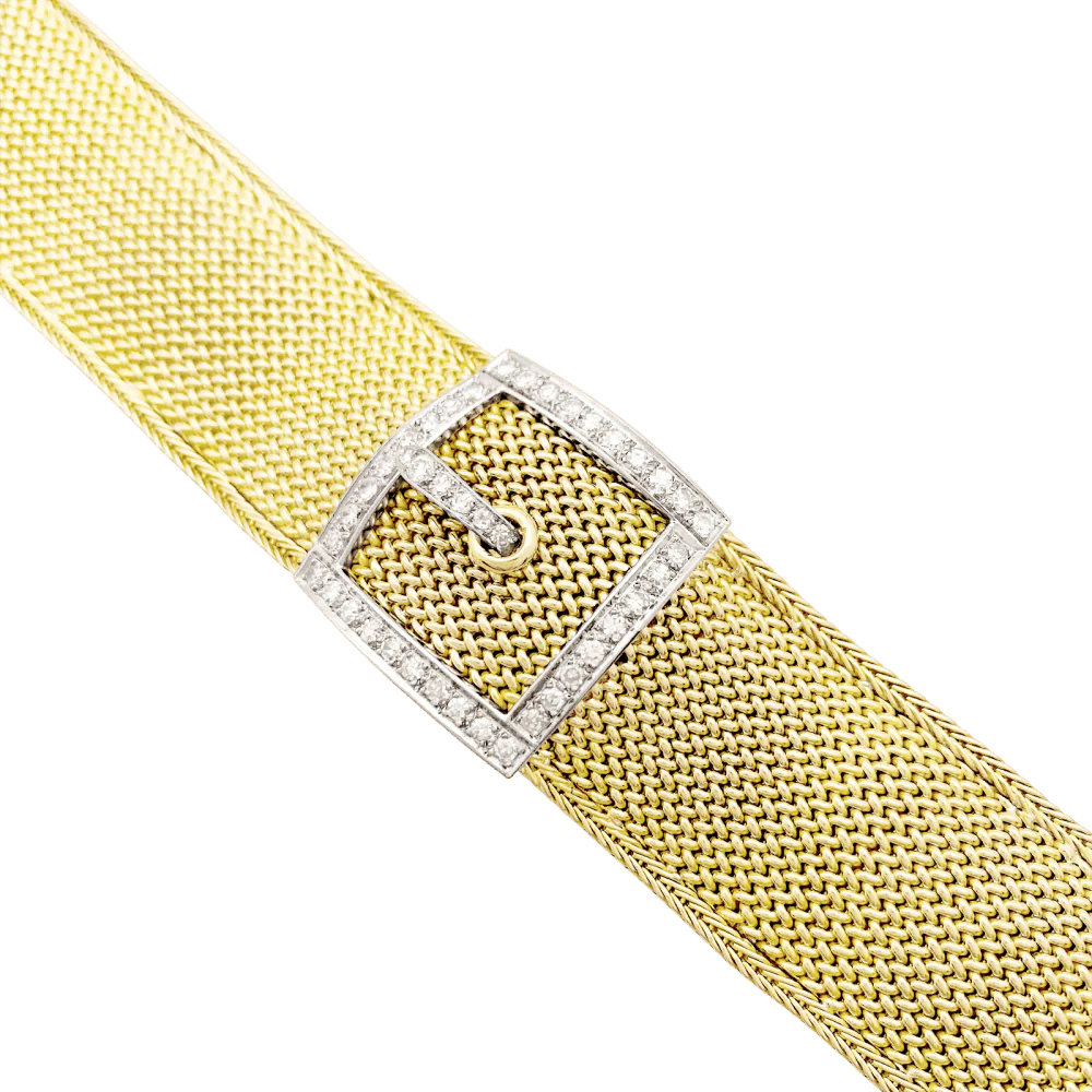 Montre JAEGER-LECOULTRE en or jaune, or blanc et diamants – Image 6
