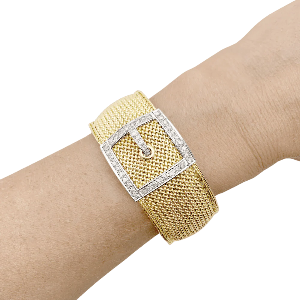 Montre JAEGER-LECOULTRE en or jaune, or blanc et diamants – Image 3