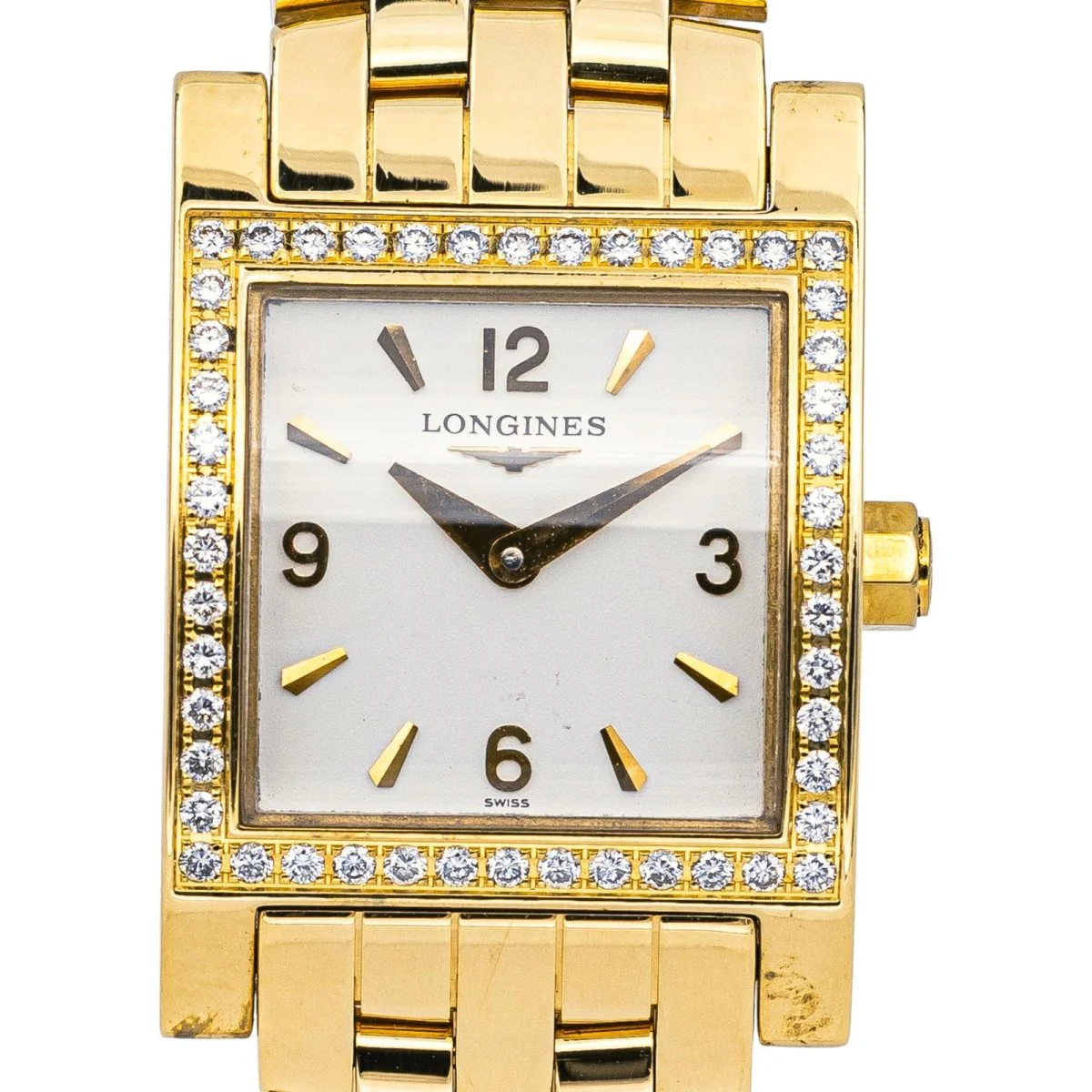 Montre LONGINES "Dolce Vita Square" en or jaune, quartz et diamants – Image 3