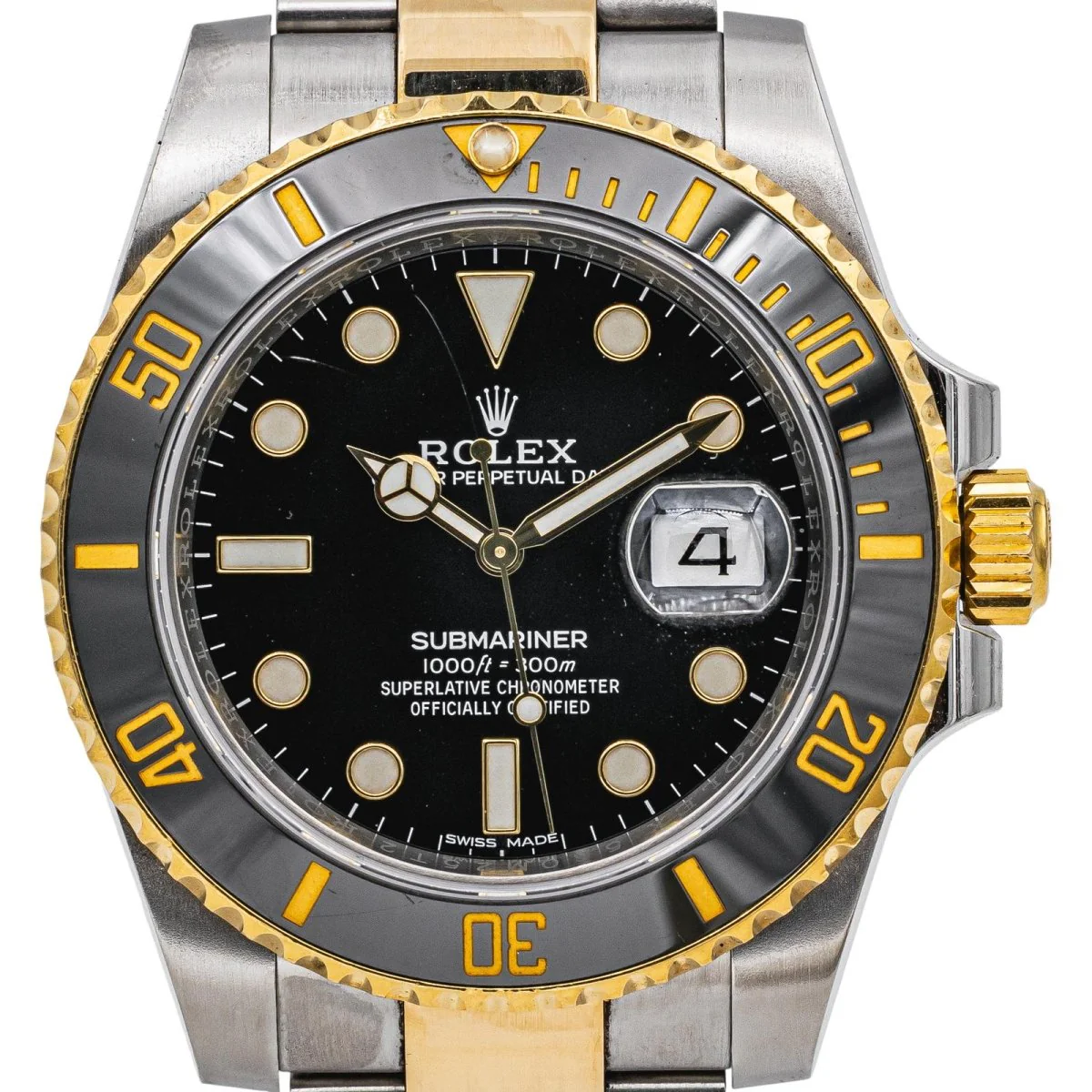 Montre ROLEX "Submariner Date" en or jaune, saphir et acier – Image 5