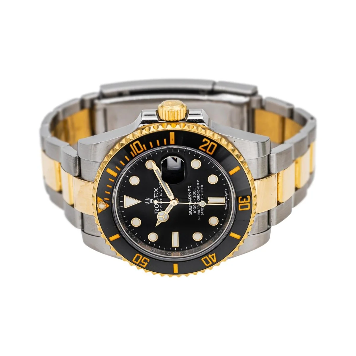 Montre ROLEX "Submariner Date" en or jaune, saphir et acier – Image 7