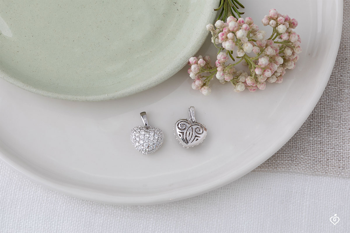 Pendentif Coeur - Or blanc 750 ‰ (18 carats) - Diamant – Image 3
