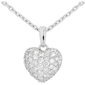 Pendentif Coeur - Or blanc 750 ‰ (18 carats) - Diamant