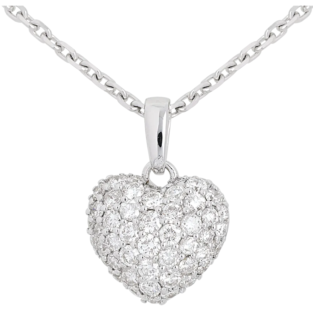 Pendentif Coeur - Or blanc 750 ‰ (18 carats) - Diamant