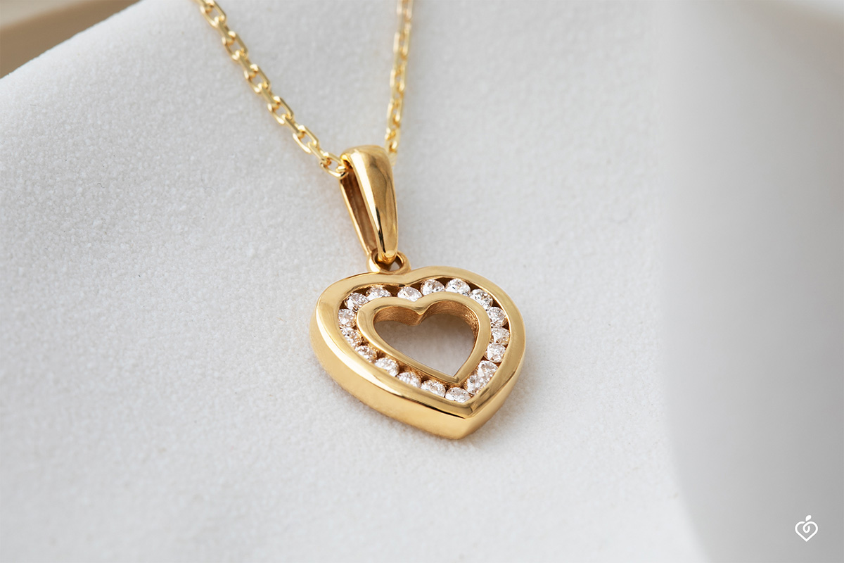 Pendentif Coeur - Or jaune 750 ‰ (18 carats) - Diamant – Image 2