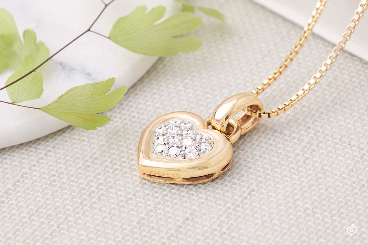 Pendentif Coeur - Or jaune 750 ‰ (18 carats) - Diamant – Image 2