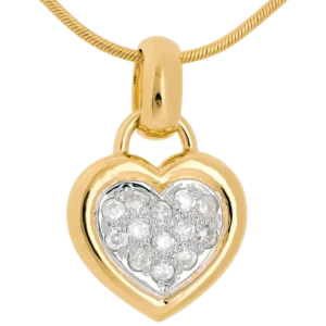 Pendentif Coeur - Or jaune 750 ‰ (18 carats) - Diamant