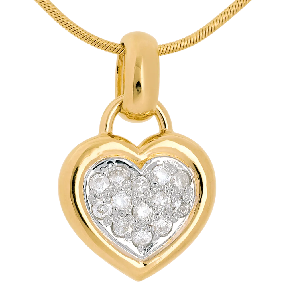 Pendentif Coeur - Or jaune 750 ‰ (18 carats) - Diamant