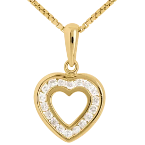 Pendentif Coeur - Or jaune 750 ‰ (18 carats) - Diamant
