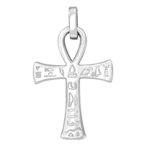 Pendentif Croix de Vie, Or Blanc, 36x25mm