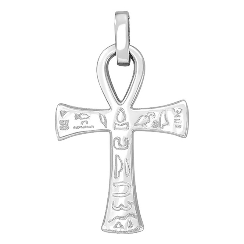 Pendentif Croix de Vie, Or Blanc, 36x25mm