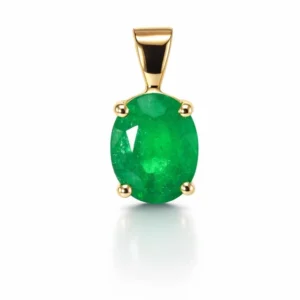 Pendentif Or Jaune 750 Emeraude AAA Ovale 9.5x7.5mm
