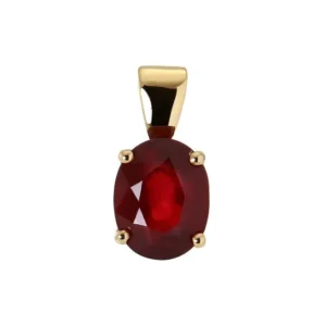 Pendentif Or Jaune 750 Rubis Traité Ovale 9x7mm