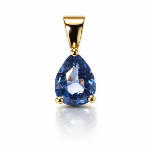 Pendentif Or Jaune 750 Saphir de Ceylan Poire 8x6mm AAA