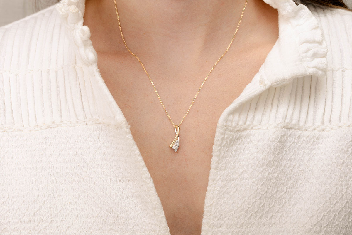 Pendentif - Or blanc et or jaune 750 ‰ (18 carats) - Diamant – Image 2