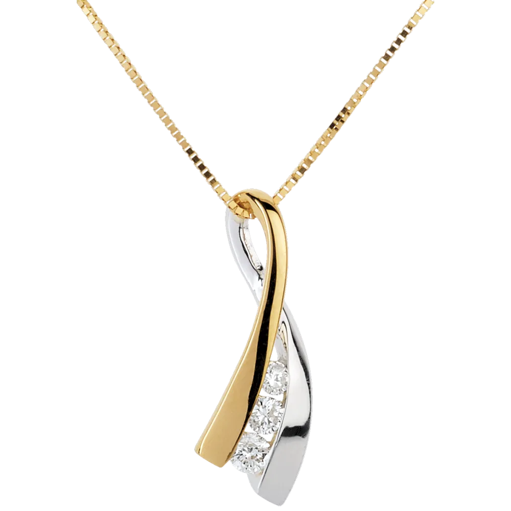 Pendentif - Or blanc et or jaune 750 ‰ (18 carats) - Diamant