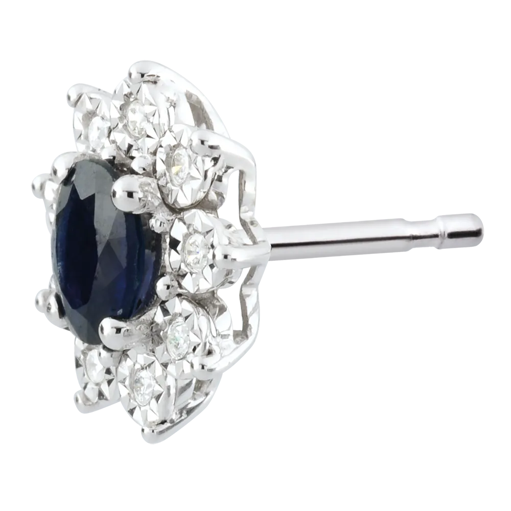 Puces Fleurs - Or blanc 750 ‰ (18 carats) - Saphir bleu – Image 2