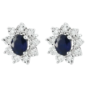 Puces Fleurs - Or blanc 750 ‰ (18 carats) - Saphir bleu
