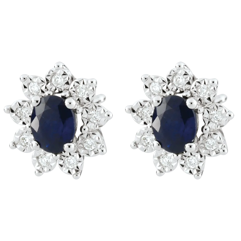Puces Fleurs - Or blanc 750 ‰ (18 carats) - Saphir bleu