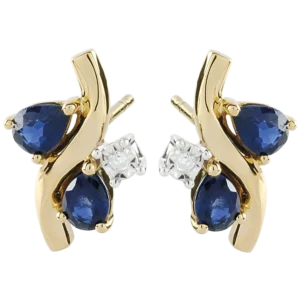 Puces - Or jaune 375 ‰ (9 carats) - Saphir bleu