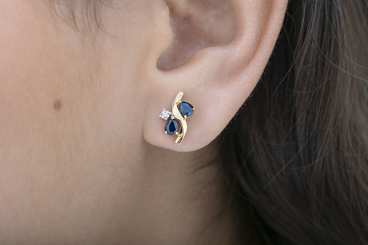Puces - Or jaune 375 ‰ (9 carats) - Saphir bleu – Image 5