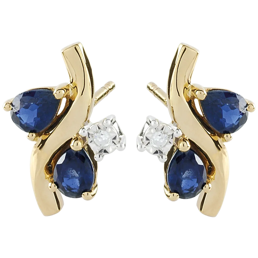 Puces - Or jaune 375 ‰ (9 carats) - Saphir bleu