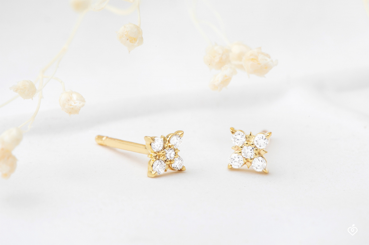 Puces - Or jaune 750 ‰ (18 carats) - Diamant – Image 2