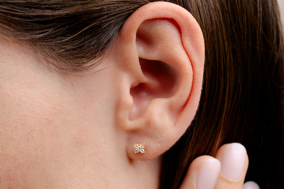 Puces - Or jaune 750 ‰ (18 carats) - Diamant – Image 4