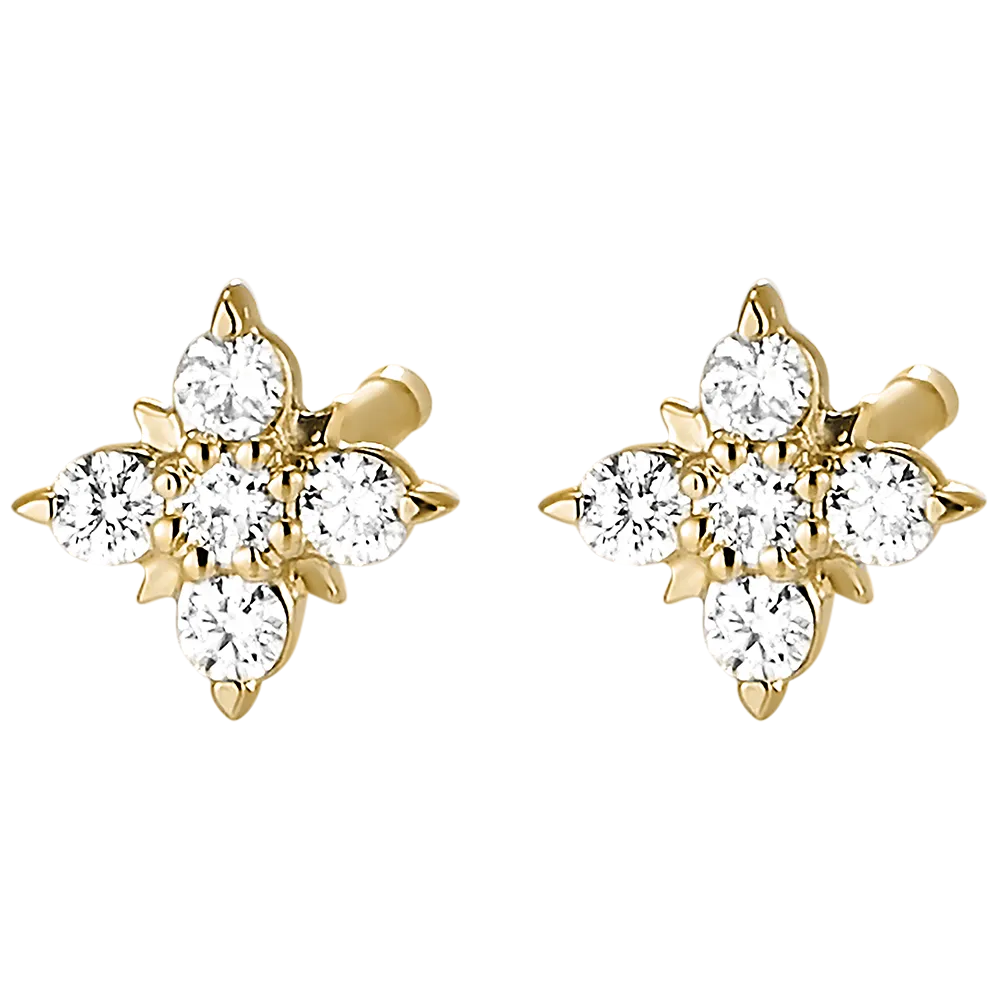 Puces - Or jaune 750 ‰ (18 carats) - Diamant