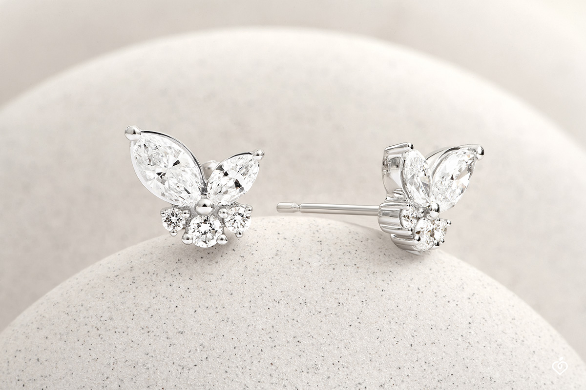 Puces Papillon - Or blanc 750 ‰ (18 carats) - Diamant synthétique – Image 2