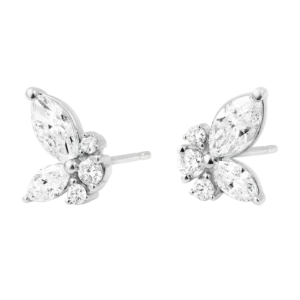 Puces Papillon - Or blanc 750 ‰ (18 carats) - Diamant synthétique