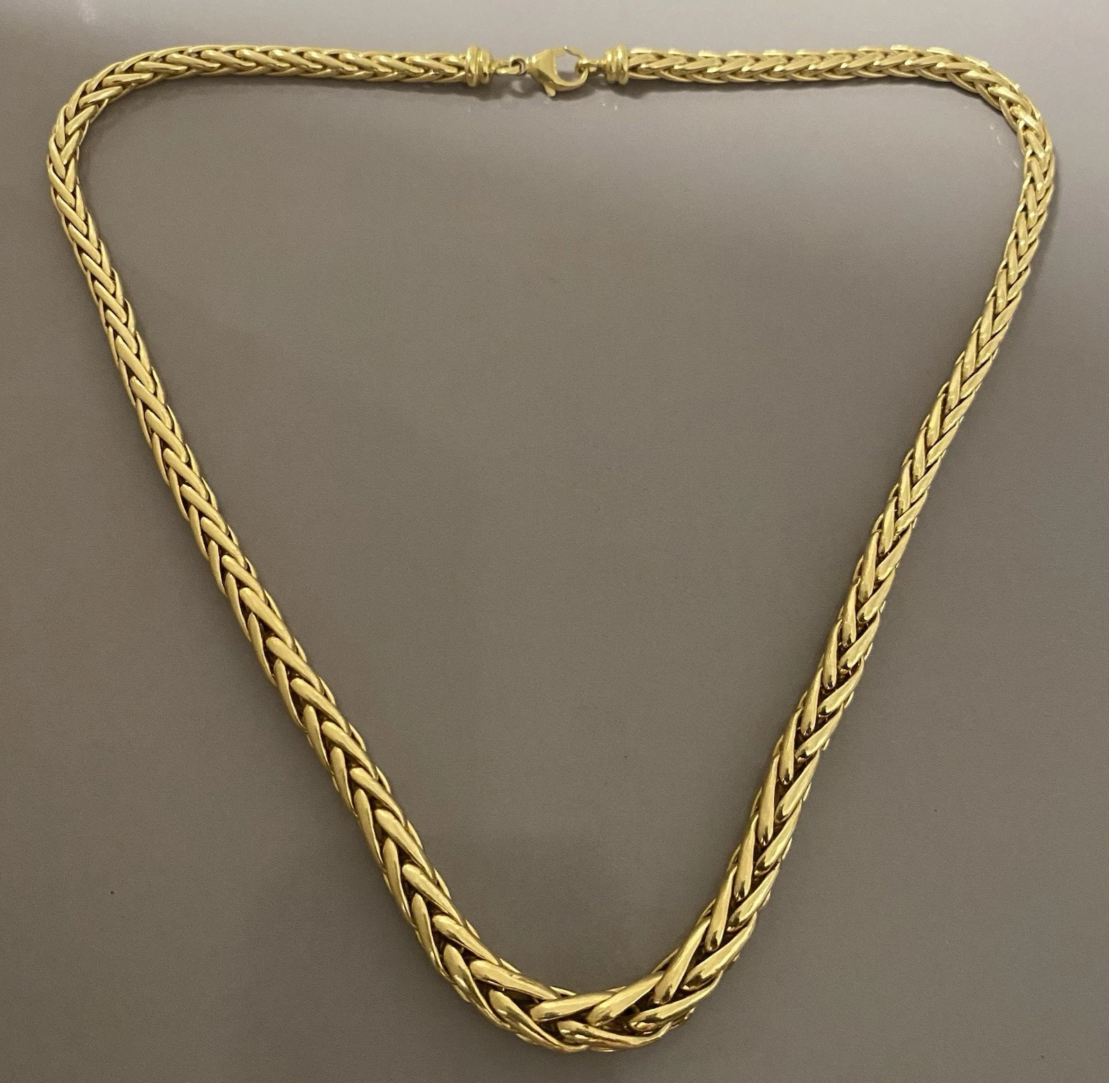 Superbe collier chaîne maille torsadée palmier en or jaune 18 carats 750 collier – Image 2