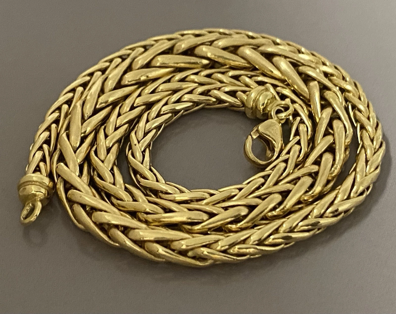 Superbe collier chaîne maille torsadée palmier en or jaune 18 carats 750 collier – Image 3