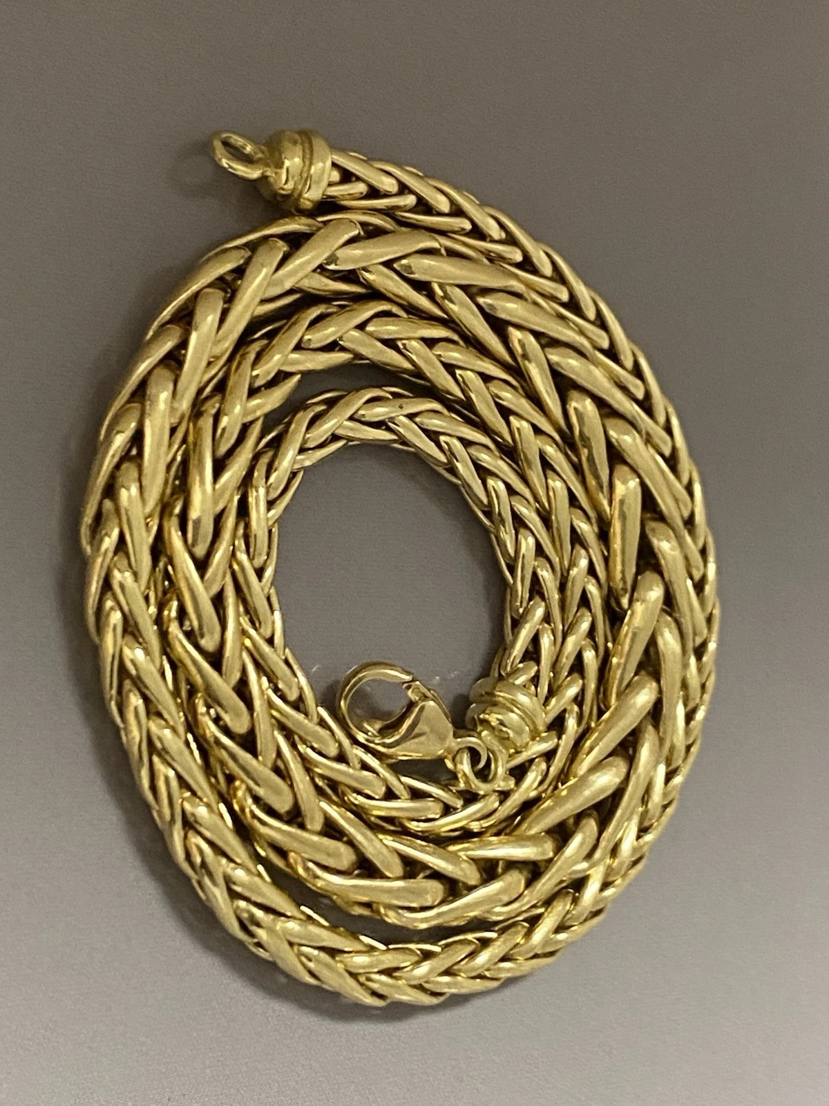 Superbe collier chaîne maille torsadée palmier en or jaune 18 carats 750 collier – Image 5