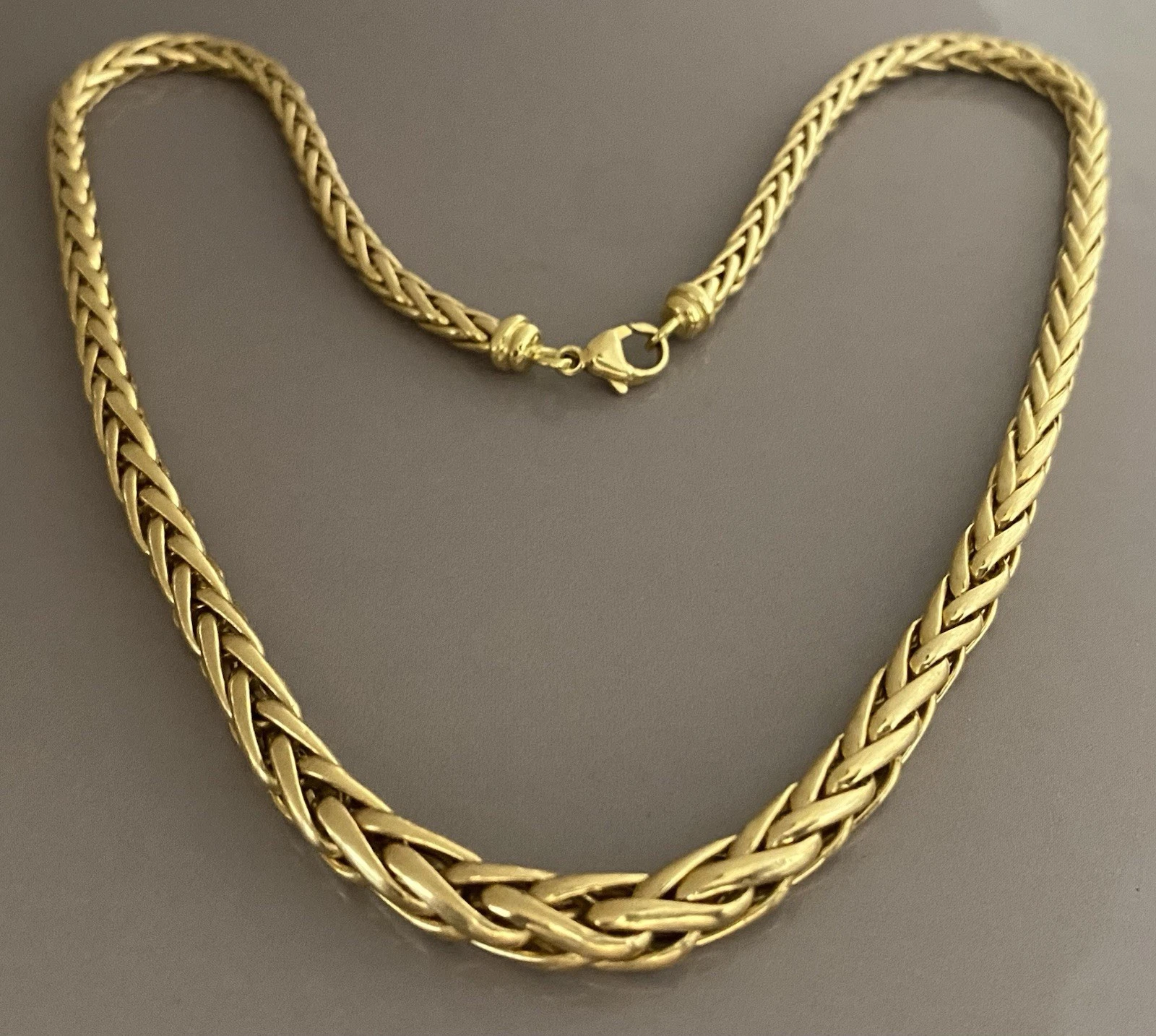 Superbe collier chaîne maille torsadée palmier en or jaune 18 carats 750 collier – Image 7