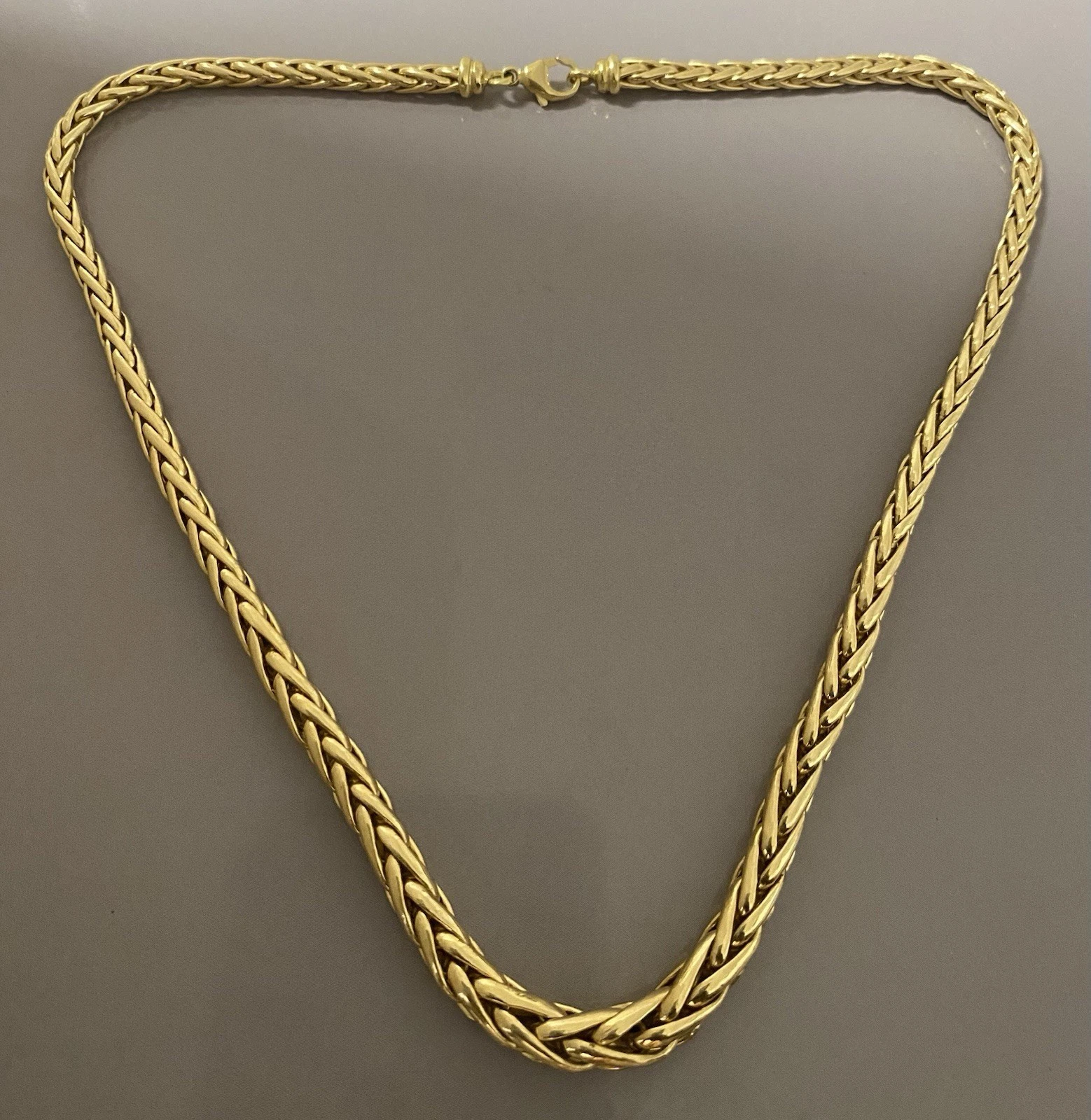 Superbe collier chaîne maille torsadée palmier en or jaune 18 carats 750 collier – Image 9