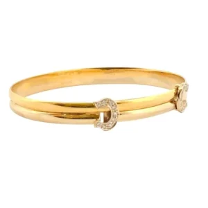 Cartier - Bracelet jonc double C en or jaune et blanc et diamants