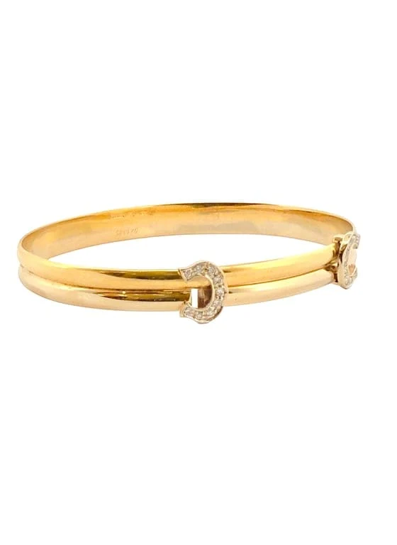 Cartier - Bracelet jonc double C en or jaune et blanc et diamants