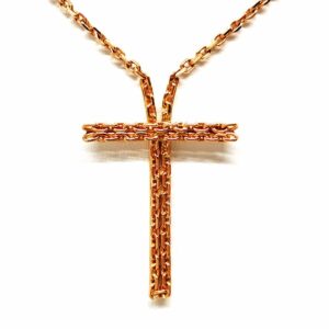 Collier - Chaîne maille forçat et pendentif croix en or jaune 18 carats