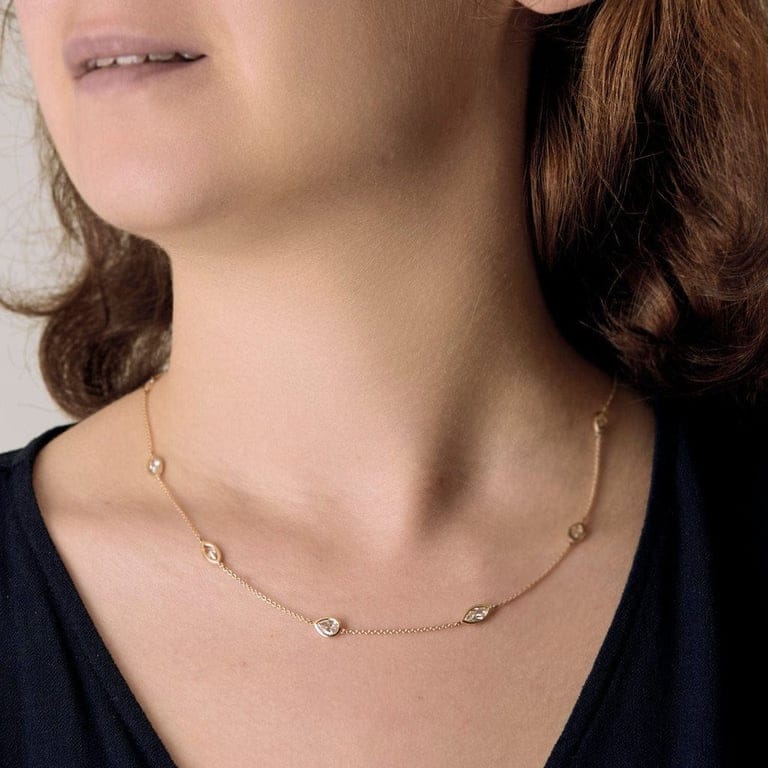Collier à maille jaseron en or jaune 18k et diamants – Image 2