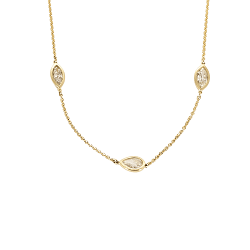 Collier à maille jaseron en or jaune 18k et diamants – Image 3