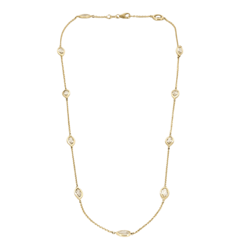 Collier à maille jaseron en or jaune 18k et diamants